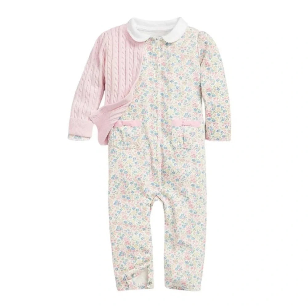 RALPH LAUREN NEWBORN FLORAL PRINT COVERALL